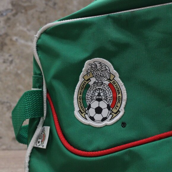 Vintage Seleccion Mexicana Soccer Travel Small Green Duffel Bag Nylon Mexico Y2k - Picture 3 of 13
